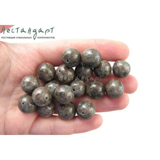 Ларвикит натуральный Cocoa гладкий 14 мм, изображение 3