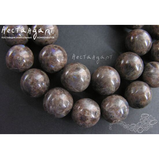 Ларвикит натуральный Cocoa гладкий 14 мм, изображение 4