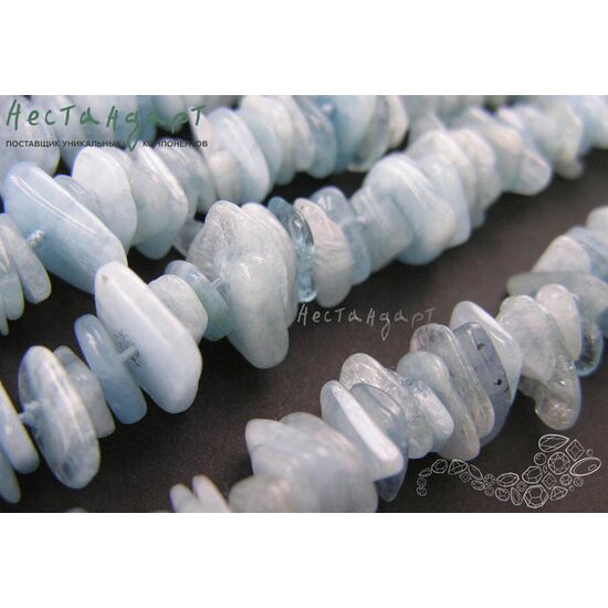 Берилл-аквамарин натуральный Sea Pebbles 8-15 мм (нить 12 см), изображение 4