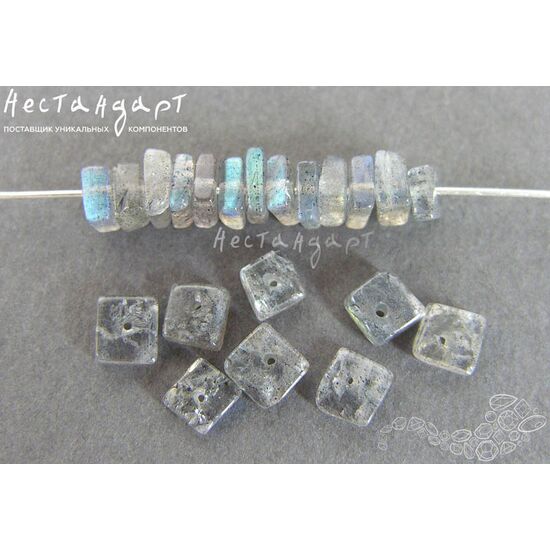 Лабрадор натуральный квадратный рондель 4х2 мм (нить 5 см), изображение 2