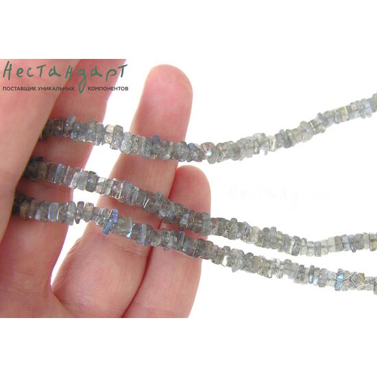 Лабрадор натуральный квадратный рондель 4х2 мм (нить 5 см), изображение 3