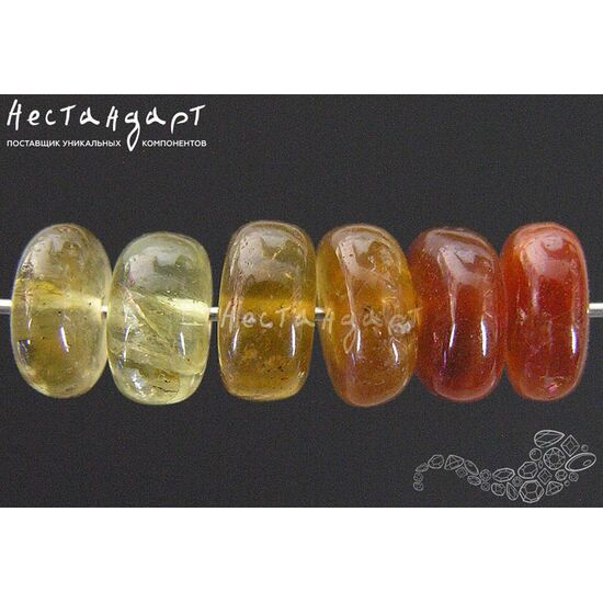 Гранат гроссуляр натуральный зелёный 7x3 мм (уп. 6 шт), изображение 2