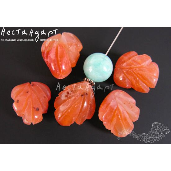 Сердолик натуральный резной Autumn Folio 12-22 мм