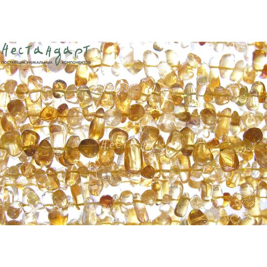 Цитрин натуральный Cognac Drop 5-11 мм (нить 16 см)