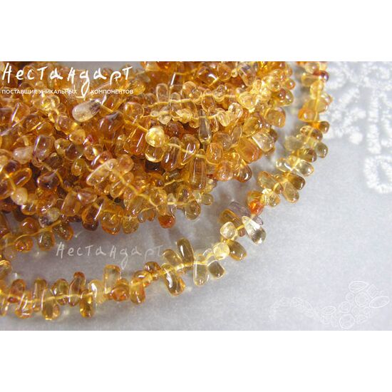 Цитрин натуральный Cognac Drop 5-11 мм (нить 16 см), изображение 2