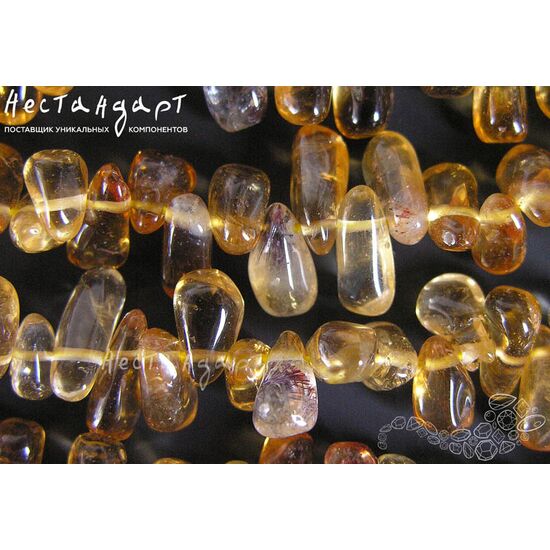 Цитрин натуральный Cognac Drop 5-11 мм (нить 16 см), изображение 3