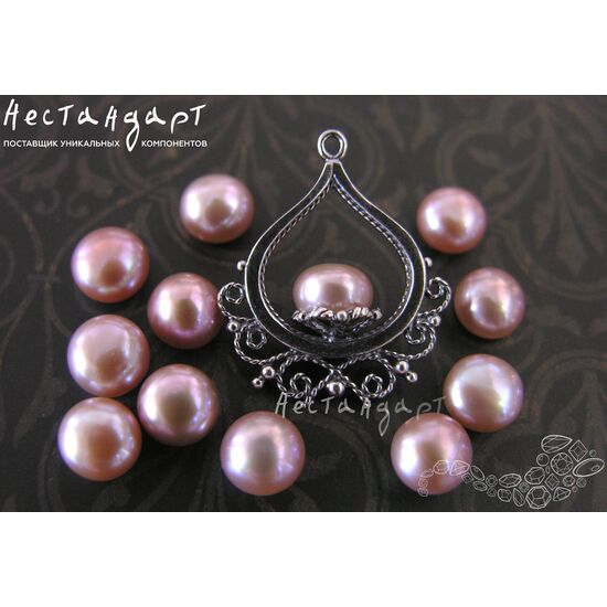 Жемчуг натуральный полусверленный Light Pink 8 мм (пара), изображение 3