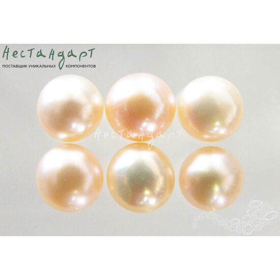 Жемчуг натуральный полусверленный Rose Beige 6 мм (пара)