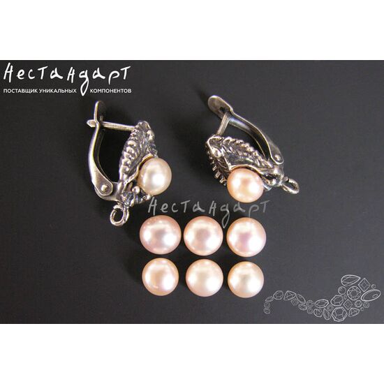 Жемчуг натуральный полусверленный Rose Beige 6 мм (пара), изображение 2