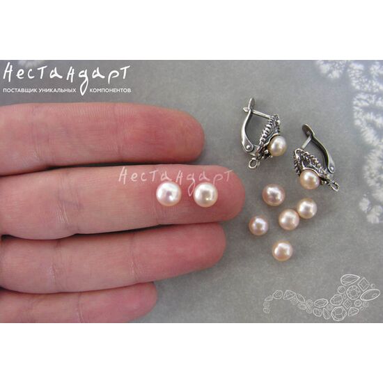 Жемчуг натуральный полусверленный Rose Beige 6 мм (пара), изображение 3