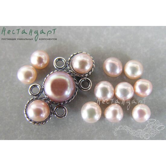 Жемчуг натуральный полусверленный Rose Beige 4 мм (уп. 10 шт)