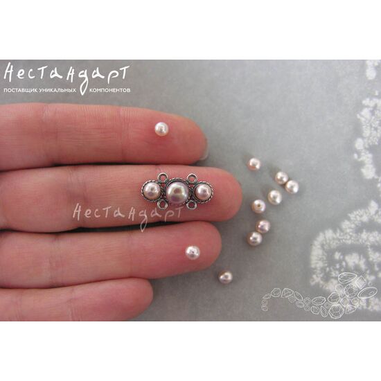 Жемчуг натуральный полусверленный Rose Beige 4 мм (уп. 10 шт), изображение 3