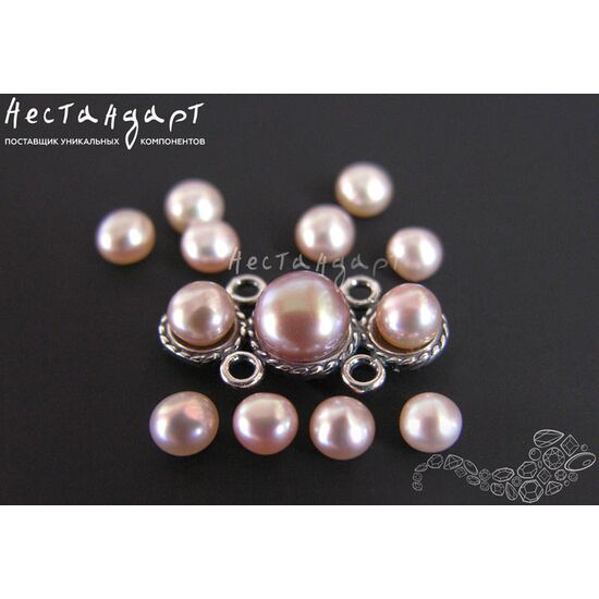 Жемчуг натуральный полусверленный Rose Beige 4 мм (уп. 10 шт), изображение 4