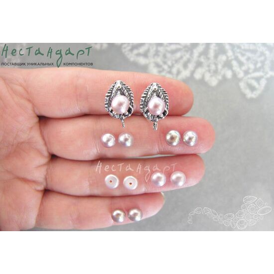 Жемчуг натуральный полусверленный Delicious Lilac 6-6,5 мм (пара), изображение 4