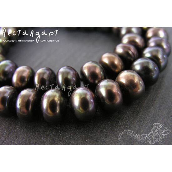 Жемчуг натуральный Cocoa Peacock 11-12х8-10 мм, изображение 3