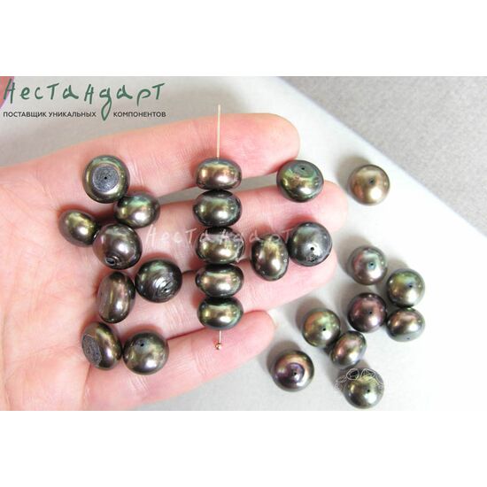 Жемчуг натуральный Cocoa Peacock 11-12х8-10 мм, изображение 4