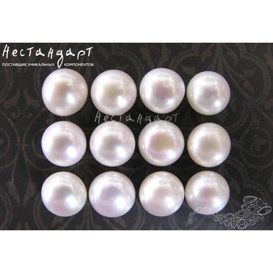 Жемчуг натуральный полусверленный Brilliant White 12,5-13 мм, изображение 2