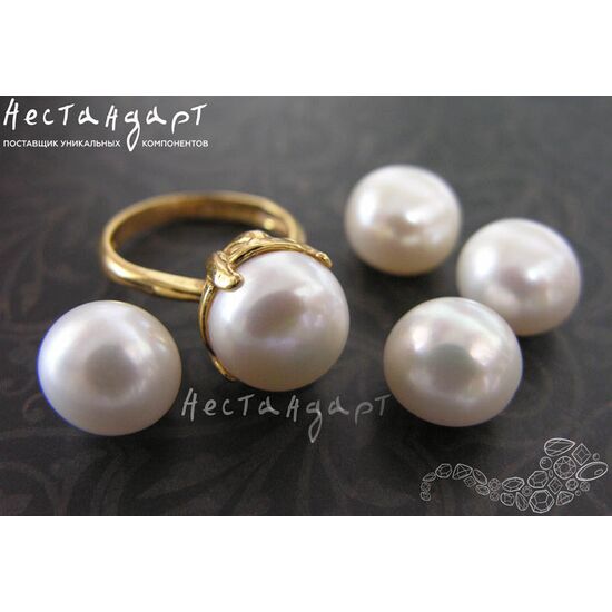 Жемчуг натуральный полусверленный Shining White 12-12,5 мм, изображение 2