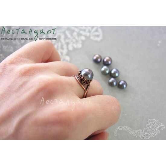 Жемчуг натуральный полусверленный Peacock Black 8,5-9 мм, изображение 4