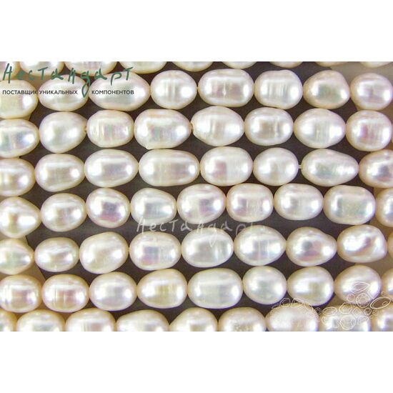Жемчуг натуральный White Rice 6-8 мм (нить 17 см)