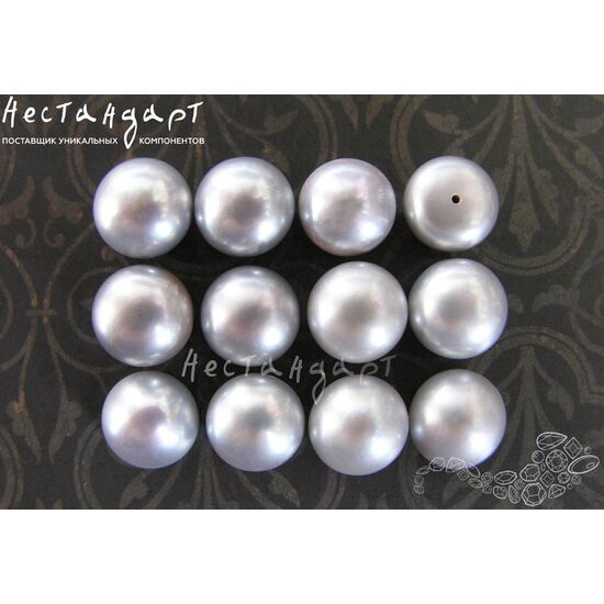 Жемчуг натуральный полусверленный Luster Gray 11,5-12 мм, изображение 3