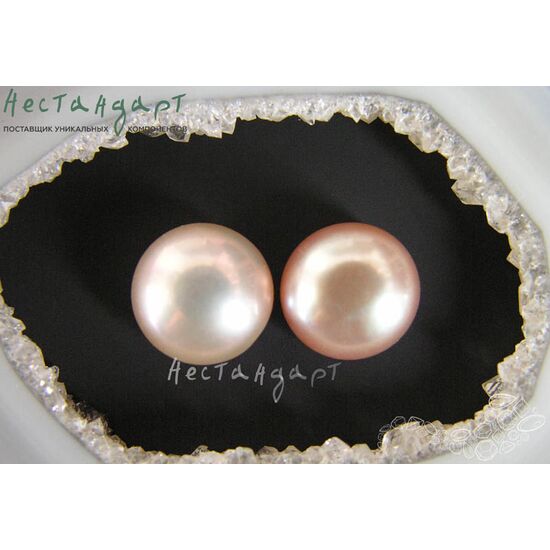 Жемчуг натуральный полусверленный Dusty Rose 8,5-9 мм (пара), изображение 3