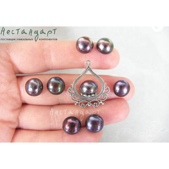 Жемчуг натуральный полусверленный Tahiti Black 10-10,5 мм, изображение 4