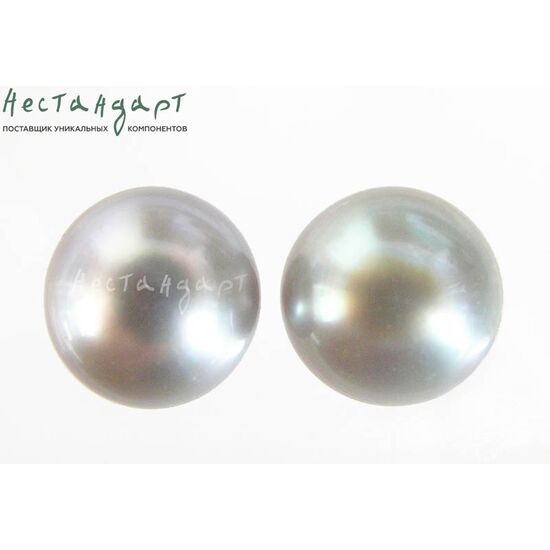 Жемчуг натуральный полусверленный Shine Gray 9-9,5 мм (пара)
