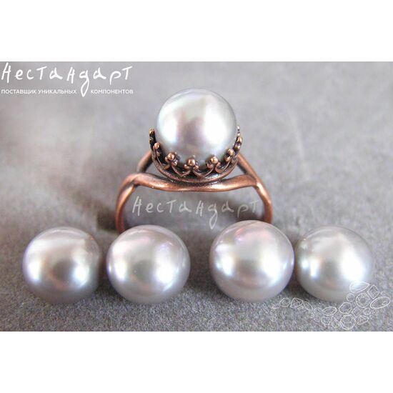 Жемчуг натуральный полусверленный Shine Gray 9-9,5 мм (пара), изображение 2