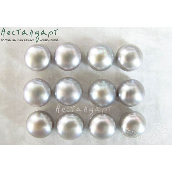 Жемчуг натуральный полусверленный Shine Gray 9-9,5 мм (пара), изображение 3