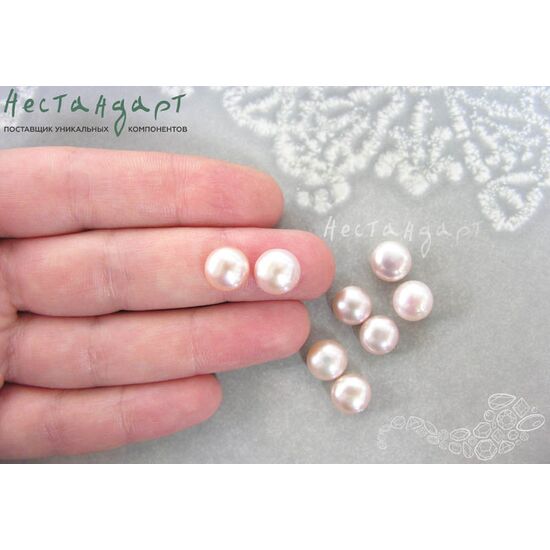 Жемчуг натуральный полусверленный Pink 9-9,5 мм (пара), изображение 3