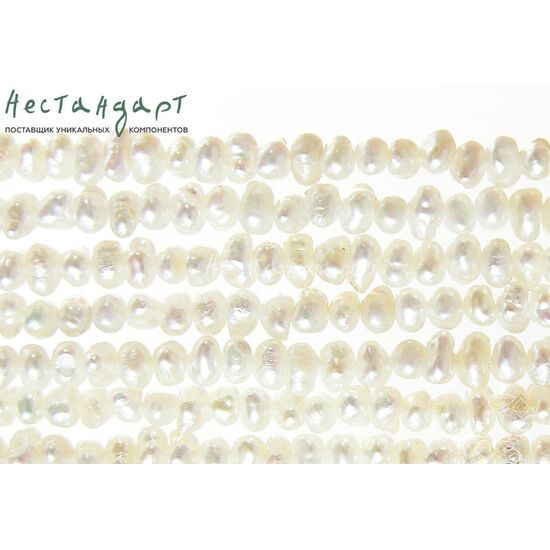 Жемчуг натуральный Micro White 4х2,5 мм (нить 12 см), изображение 3