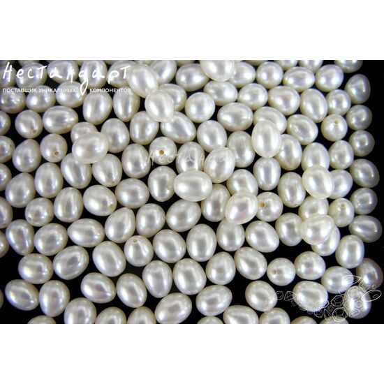 Жемчуг натуральный полусверленный Pear White 7-7,5 мм, изображение 4