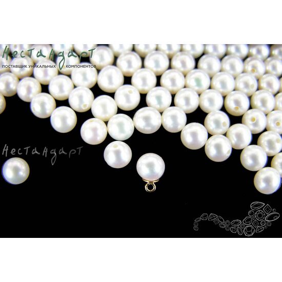 Жемчуг натуральный полусверленный Ball Round White 6-6,5 мм, изображение 2