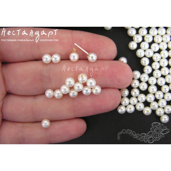 Жемчуг натуральный полусверленный Ball Round White 6-6,5 мм, изображение 4