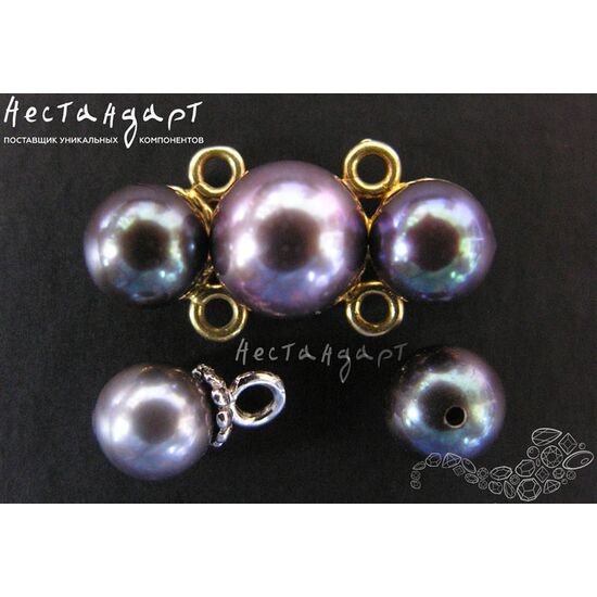 Жемчуг натуральный полусверленный Ball Round Tahiti Black 7-7,5 мм, изображение 2