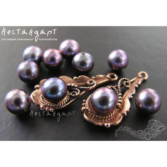 Жемчуг натуральный полусверленный Ball Round Tahiti Black 5,5-6 мм, изображение 2