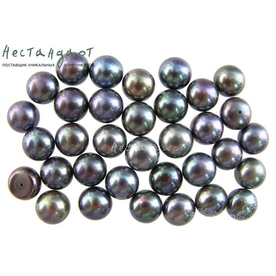 Жемчуг натуральный полусверленный Peacock Black 11-11,5 мм, изображение 3