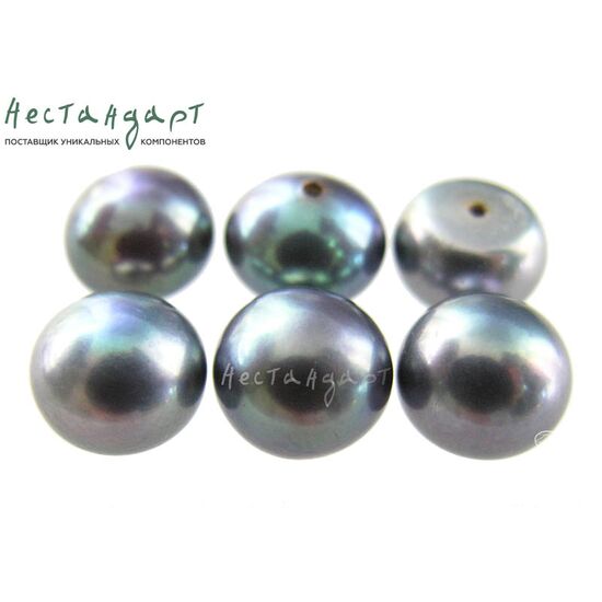 Жемчуг натуральный полусверленный Peacock Black 9-10 мм, изображение 4