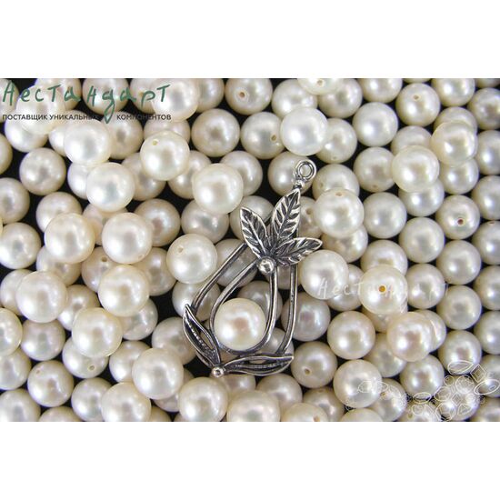 Жемчуг натуральный полусверленный Ball Round White 7,5-8 мм, изображение 2