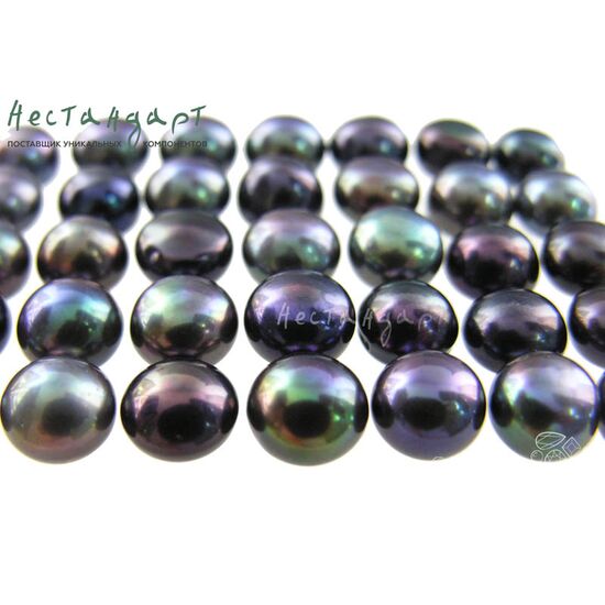 Жемчуг натуральный полусверленный Rich Black 10-10,5 мм, изображение 2