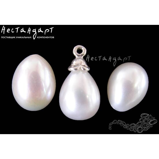 Жемчуг натуральный полусверленный Pear White 12-13 мм