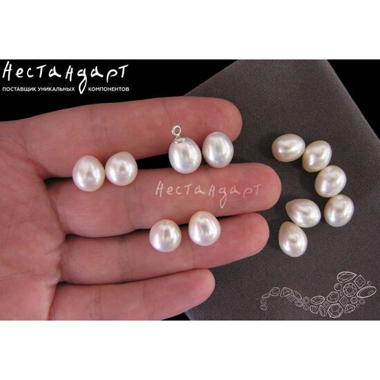 Жемчуг натуральный полусверленный Pear White 10,5-11 мм, изображение 2