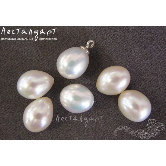 Жемчуг натуральный полусверленный Pear White 10,5-11 мм, изображение 4