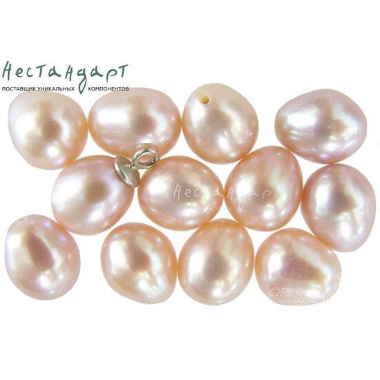 Жемчуг натуральный полусверленный Pear Pink 9-10,5 мм