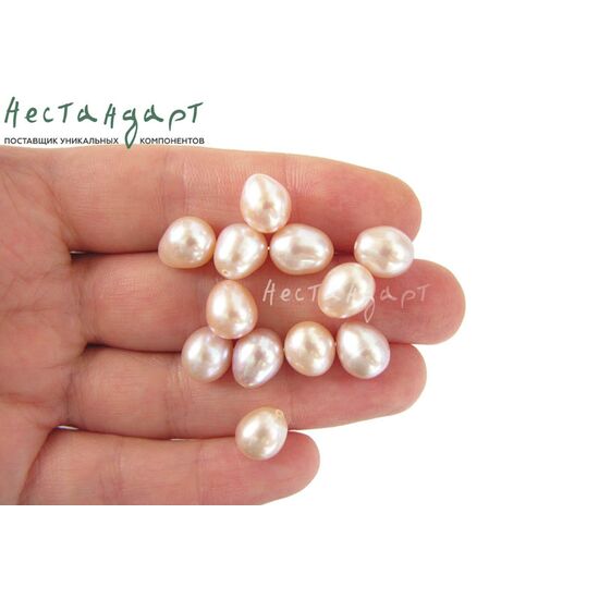 Жемчуг натуральный полусверленный Pear Pink 9-10,5 мм, изображение 2