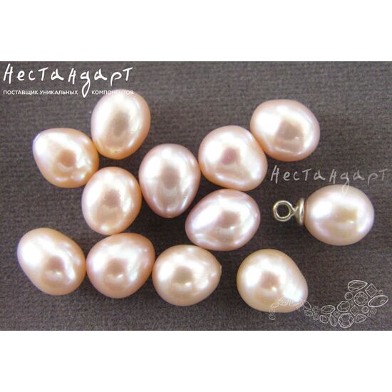 Жемчуг натуральный полусверленный Pear Pink 9-10,5 мм, изображение 3