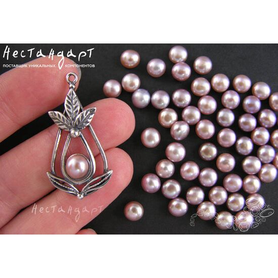 Жемчуг натуральный полусверленный Lavender Pink 6-6,5 мм, изображение 4