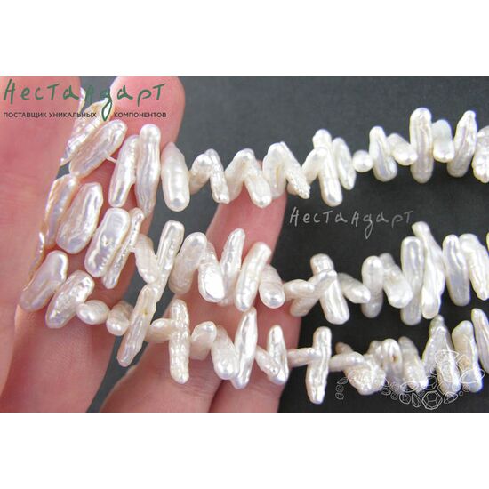 Жемчуг натуральный Biwa White 15-18х3-4 мм (уп.10 шт), изображение 2