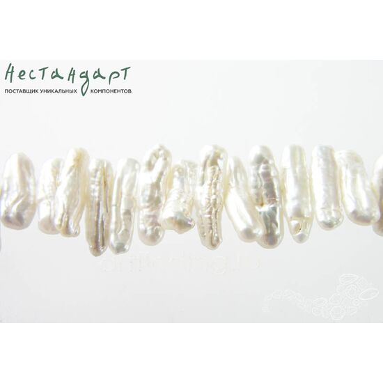 Жемчуг натуральный Biwa White 15-18х3-4 мм (уп.10 шт), изображение 3